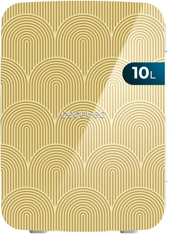 Frigorífico mini amarillo Cecotec de 10 litros con diseño curvo