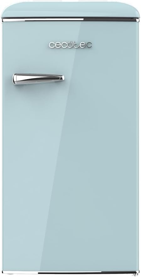 Mini nevera azul Cecotec Bolero CoolMarket de 90 litros con diseño retro y tirador