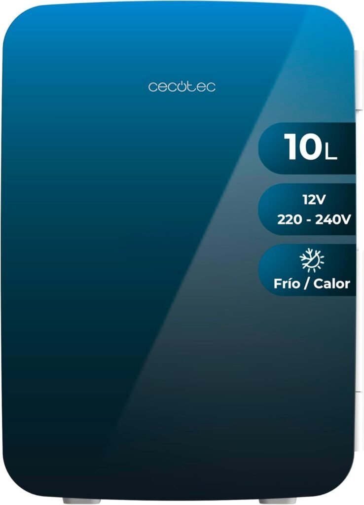 Mini nevera D4J portátil en color azul, compacta y funcional para oficina y dormitorio