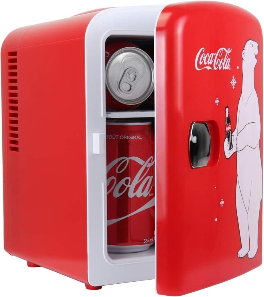 Mini refrigerador retro Cooluli Coca-Cola de 4 litros, portátil para dormitorio, coche y oficina, con función de enfriador y calentador